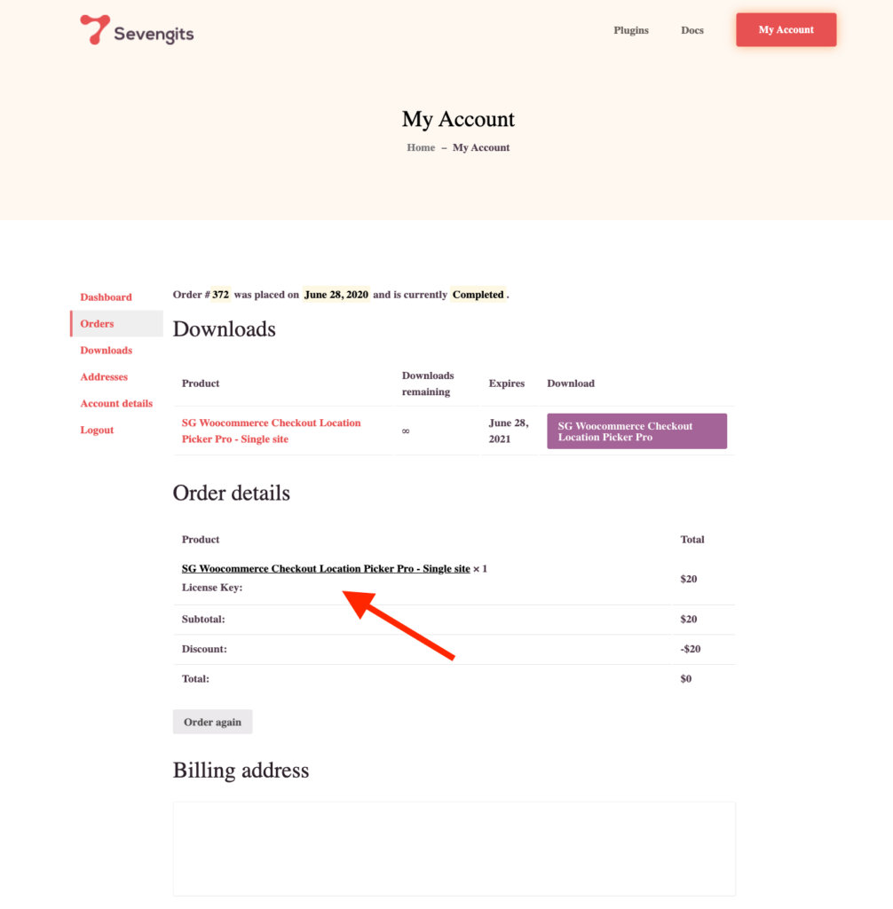 License key from sevengits