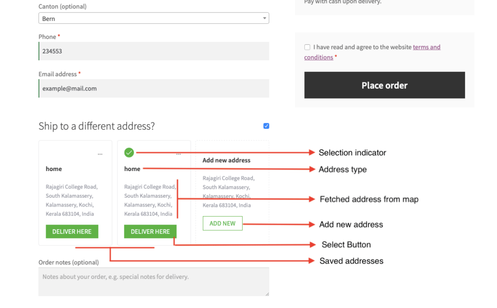 Map to Address Plugin-WooCommerce Delivery Location plugin demo